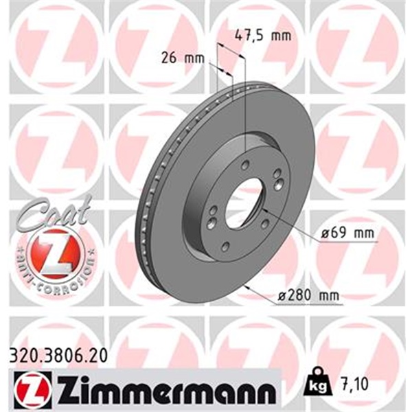 Zimmermann Bremsen Kit Bremsscheiben + Beläge Hyundai I30 15 Zoll (Fd) Kia  Cee'D