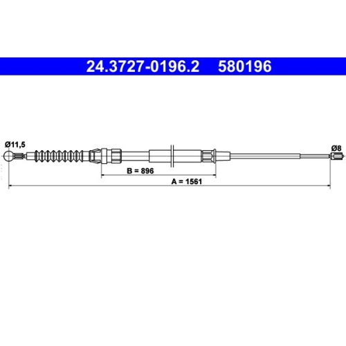 Ate 24.3727-0196.2 Seilzug Feststellbremse Hinten für Vag