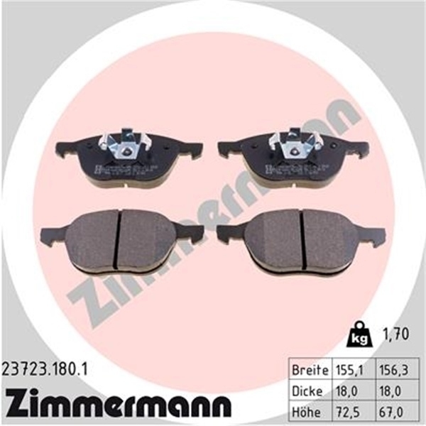 Zimmermann Bremsscheiben  Bremsbeläge für FORD Focus C-Max Focus Ii vornehinten