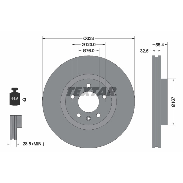 Textar Bremsenset vorne Bremsscheiben Bremsbeläge für VW T5 2E4