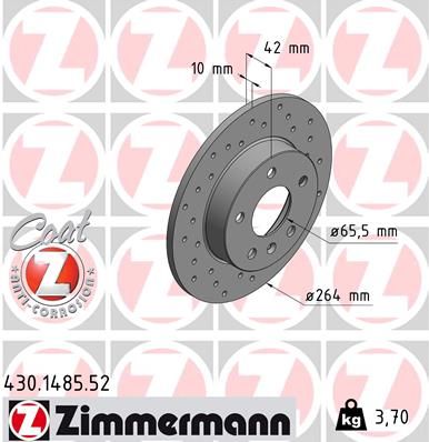 2x ZIMMERMANN Sport Z Bremsscheibe  OPEL SPORT Z ohne ABE 430.1485.52