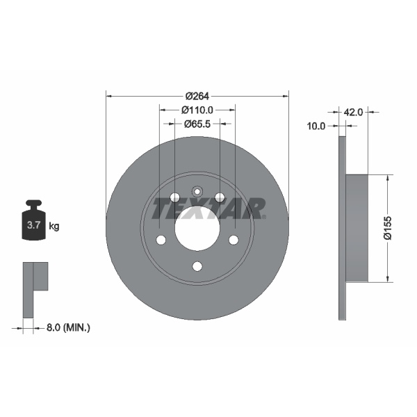 Textar Bremsscheiben 264mm+ Beläge hinten für OPEL Astra H + Zafira B + Meriva A