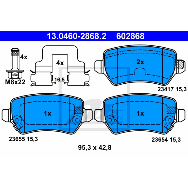 ATE Bremsenset vorne + hinten Bremsscheiben + Bremsbeläge für OPEL Astra G Cc