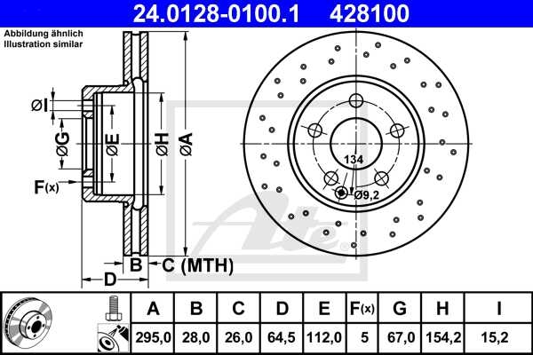 ATE Gelochte Bremsscheiben  Ceramic Beläge vorne für MERCEDES C-Klasse W204 S204