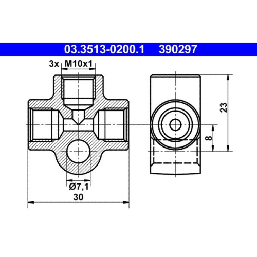 Ate 03.3513-0200.1 Verbindungs /verteilerstück Rohrleitungen für Bmw Ford Steyr