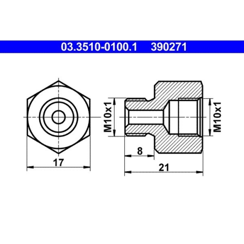 Ate 03.3510-0100.1 Adapter Bremsleitung für Kässbohrer