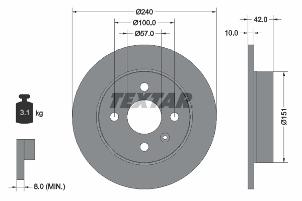 TEXTAR BREMSSCHEIBEN 240mm + BELÄGE HINTEN für OPEL MERIVA A
