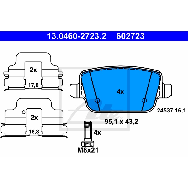 ATE Bremsenset vorne + hinten Bremsscheiben + Bremsbeläge für FORD S-Max
