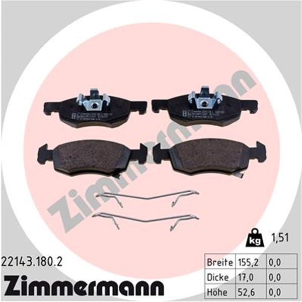 Zimmermann Sport Bremsscheiben + Beläge für OPEL Corsa E/14 Zoll vorne