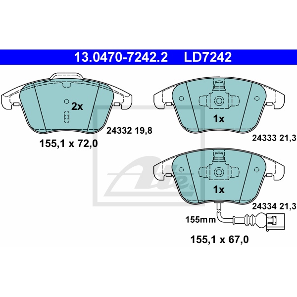 ATE Bremsenset vorne Power Disc Bremsscheiben Ceramic Bremsbeläge für VW Golf