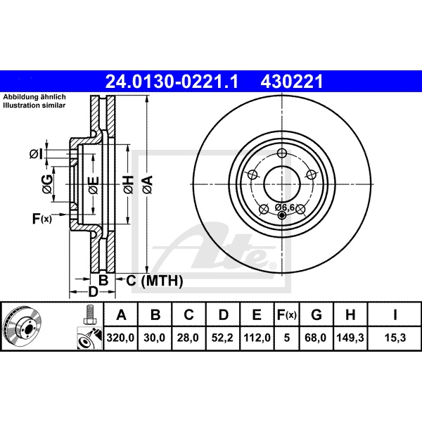 ATE Bremsscheiben 320mm Beläge vorne für AUDI A6 C7/4G A7 Sportback 4G Q5 8R