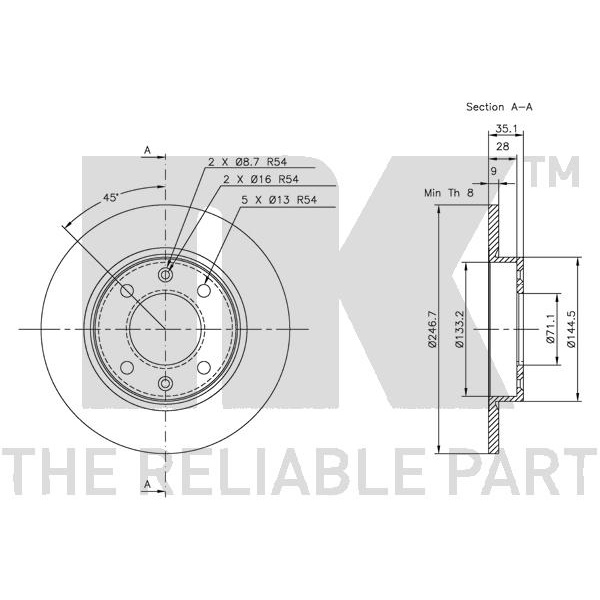 NK Bremsscheiben 247mm Beläge hinten für CITROEN C4 La Lc Xsara C2 C3 Pluriel