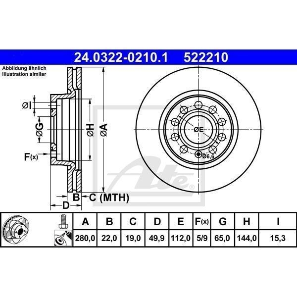 ORIGINAL ATE BREMSEN SET 2 BREMSSCHEIBEN POWER DISC+ 4 BREMSBELÄGE VORNE