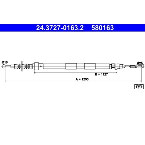 Ate 24.3727-0163.2 Seilzug Feststellbremse Hinten für Ford Seat Vag