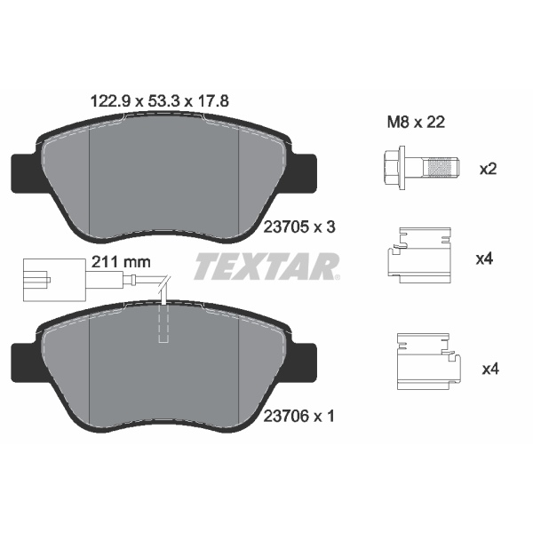 Textar Bremsscheiben Beläge Für Fiat Punto / Evo 199_ 0.9-1.4 1.3 D vorne