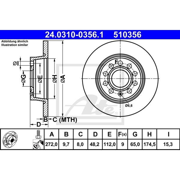 ATE Bremsenset vorne + hinten Power Disc Bremsscheiben + Bremsbeläge VW GOLF VII