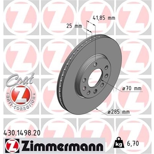 Zimmermann Bremsen Bremsscheiben Kit Vorne Hinten für Opel Vectra C Gts 1.9 Cdti