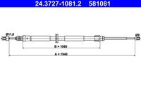 Ate 24.3727-1081.2 Seilzug Feststellbremse Hinten für Renault