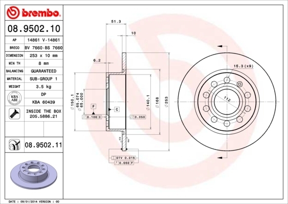 Brembo Bremsscheiben 253mm + Beläge Hinten Für Vw Golf 5 6 A3 8p Leon Octavia