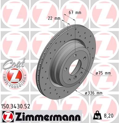2x ZIMMERMANN Sport Z Bremsscheibe  BMW SPORT Z ohne ABE 150.3430.52