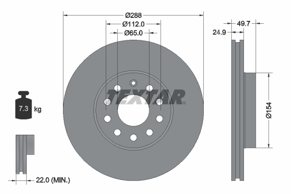 Textar Bremsscheiben 288 mm + Beläge vorne passend für Audi Seat Skoda VW