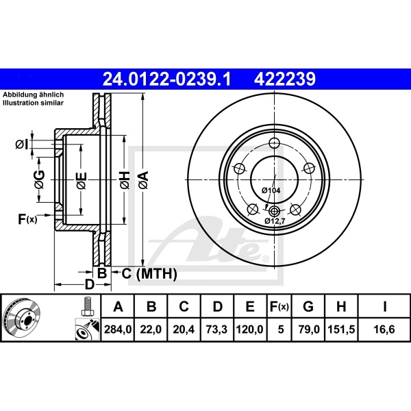 ORIGINALE ATE FRENI Set 2 DISCHI FRENO 4 PASTIGLIE FRENI ANTERIORI BMW F20