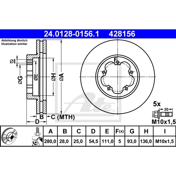 ATE Bremsenset vorne + hinten Bremsscheiben + Bremsbeläge FORD TRANSIT Kasten