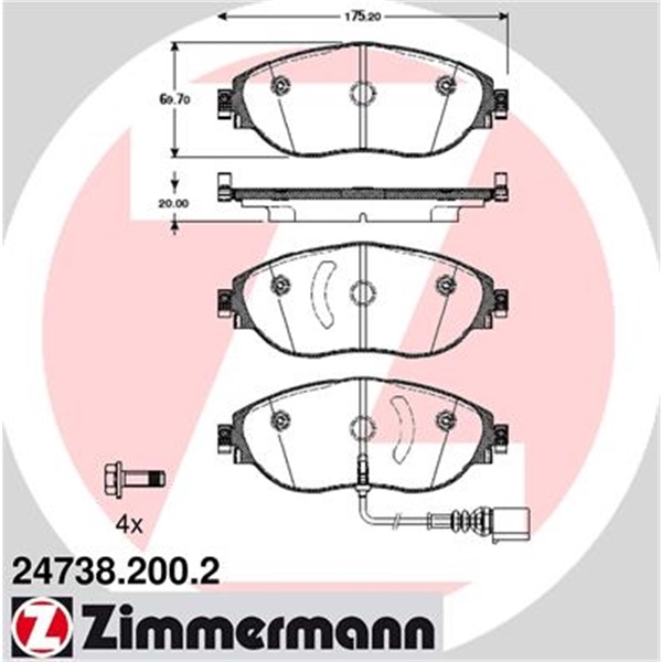 ZIMMERMANN BREMSEN SET 2 BREMSSCHEIBEN + 4 BREMSBELÄGE VORNE VW Sharan 7N1 7N2