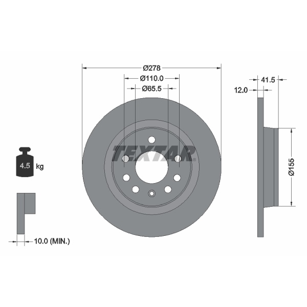 Textar Bremsscheiben + Beläge hinten für OPEL Signum Vectra C+Gts