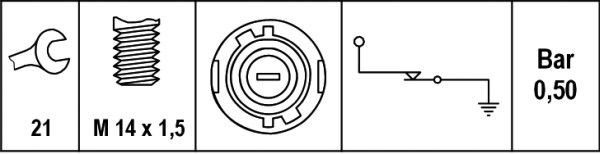 Original Hella Öldruckschalter, 0,5 Bar 6ZL 003 259-741
