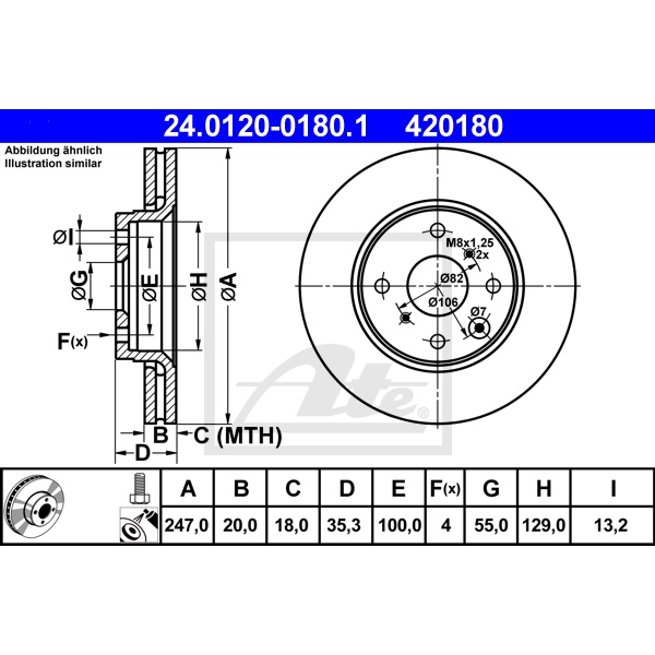 ATE Bremsscheiben Beläge vorne für PEUGEOT 107 108 für CITROEN C1 TOYOTA Aygo