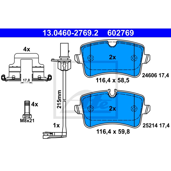 ATE Powerdisc Bremsscheiben 300mm + Beläge hinten für AUDI A6 4G C7 + A7 4G