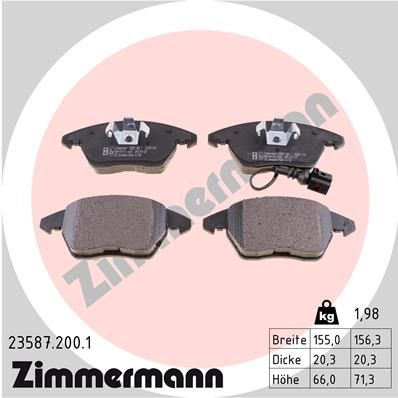 1 Satz Original Zimmermann Bremsbeläge Beläge Bremsbelagsatz 23587.200.1