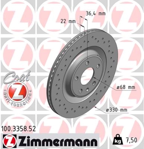 ZIMMERMANN SPORTSCHEIBEN 330mm BELÄGE WK HINTEN für AUDI A6 A7 C8 4A AK