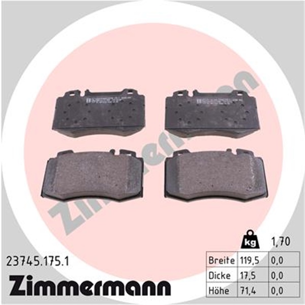 Zimmermann Sport-Bremsscheiben Beläge Wk vorne für MERCEDES Cls C219