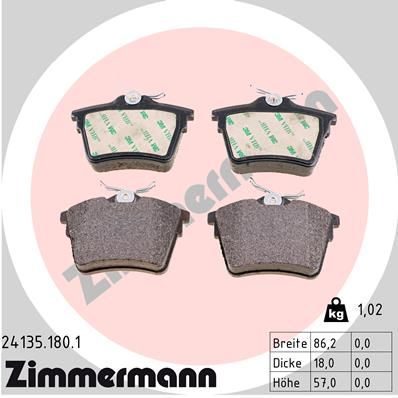 ZIMMERMANN Bremsbelagsatz, Scheibenbremse