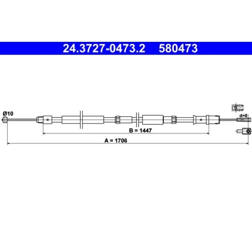 Ate 24.3727-0473.2 Seilzug Feststellbremse Hinten für Mercedes Benz