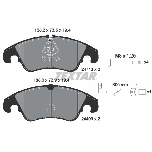 Textar Bremsscheiben + Beläge vorne für AUDI A4 B8 8K
