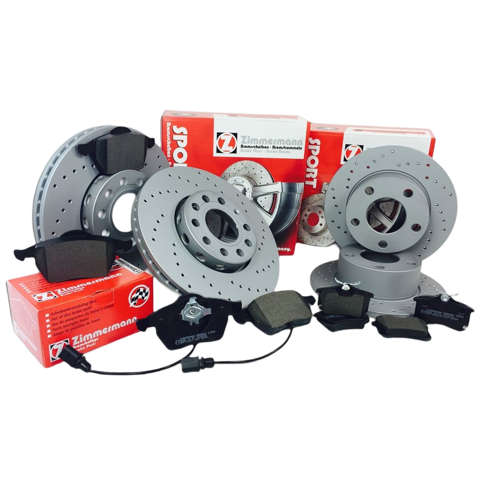 ZIMMERMANN SPORT BREMSSCHEIBEN+BELÄGE+WK V+H für BMW 3er E36 nur Compact