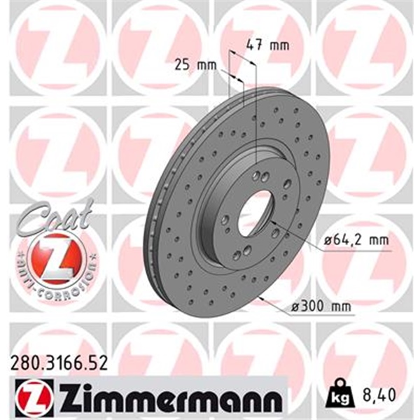 Zimmermann Bremsen  Sport Bremsscheiben  Bremsbeläge für HONDA Accord Vii vorne