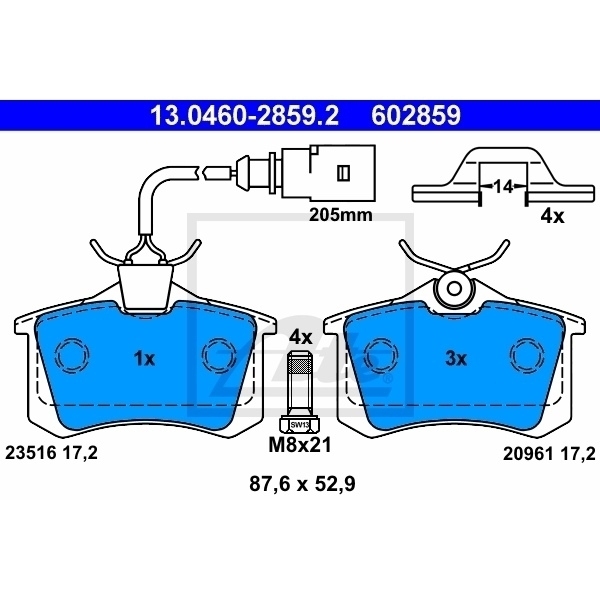 ATE BREMSSCHEIBEN BREMSE BREMSEN BREMSBELÄGE HINTEN VW SHARAN 1.9 TDI
