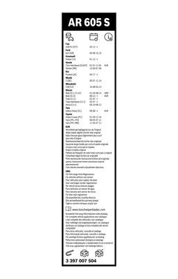 BOSCH Wischblattsatz AR605S 3397007504
