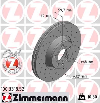 2 X ZIMMERMANN Bremsscheibe Sport Z 100.3318.52