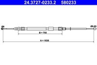 Ate 24.3727-0233.2 Seilzug Feststellbremse Hinten für Bmw