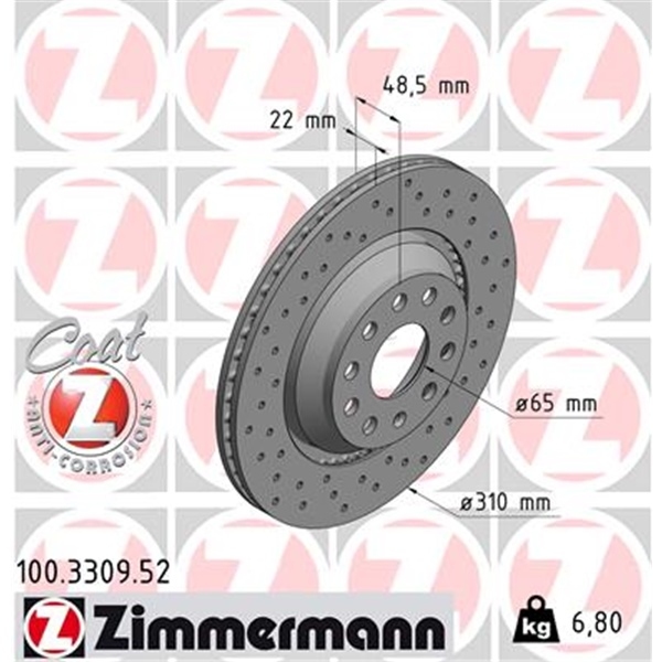 Zimmermann SPORT Bremsscheiben Beläge für AUDI S3 8V VW GOLF 7 GTI / R hinten