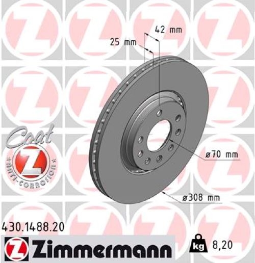 ZIMMERMANN BREMSEN BREMSSCHEIBEN BREMSBELÄGE VORNE für OPEL ZAFIRA A F75 2.0 OPC