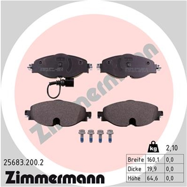 Original Zimmermann Bremsen Bremsscheiben Bremsbeläge vorne Audi A3 8P1 2.0 Tdi