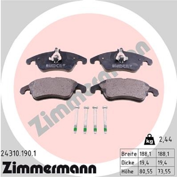 Zimmermann Gelochte Bremsscheiben + Beläge vorne für MERCEDES E-Klasse W212 S212