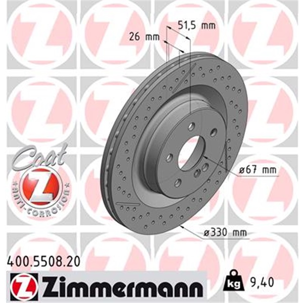 Zimmermann Bremsscheiben Beläge Wk Für Mercedes W204 C63 Amg 457/487 Ps hinten