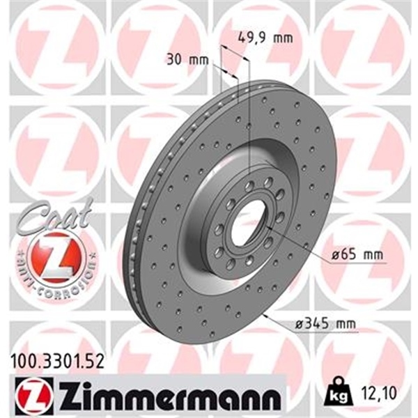 Zimmermann Bremsscheiben 345mm Beläge vorne für VW Golf 6 Scirocco 2.0 R AUDI S3